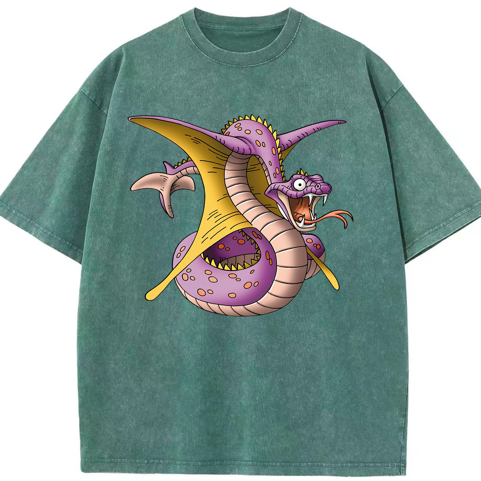 （画像用） ドラゴンクエスト Doragon Kuesuto Dragon Quest 綿100% ヴィンテージ風 半袖Tシャツ（フロントプリント）